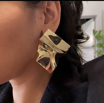 Flat Gold statement Earring